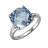 Zeeme Gemstones Damen Ring 925/- Sterling Silber Glänzend Blautopas beh. weiß 358271173