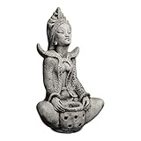 gartendekoparadies.de Statue der hinduistische Göttin Sarasvati, Steinfigur, H. 59 cm, 24 kg, Grau, frostsicher aus Steinguss für Außenbereich