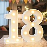 LED Zahlen Lampe Nummer Beleuchtete Ziffern 18,Warmes & Kaltes Weiß Led Leuchtzahlen für Happy Birthday Deko,Party deko,Hochzeitsdeko,Batteriebetriebene,Desktop Wandtischdeko