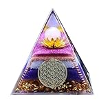 Orgonit 7 Chakra Pyramide,Blume des Lebens Lotus,Schutz Große Pyramide Heil Kristalle,Meditation Chakra Kristalle(groß, 8 cm)
