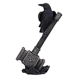 Nemesis Now Hammer der Götter Figur, 23 cm, Harz, Rabe auf Thorshammer, Skulptur, Thors Hammer, nordische Mythologie, Schlafzimmerdekoration, gegossen aus feinstem Harz, fachmännisch handbemalt