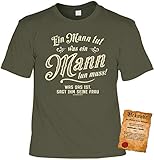 Sprüche T-Shirt für Männer, Ehemänner : EIN Mann TUT was EIN Mann tun muss - Sprüche/Motiv Fun Shirt Geschenk Frau - Mann Gr: L