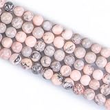 Naturstein Perlen Edelstein Perlen, 45 stück 8mm Pink Zebra Jade Naturstein Edelsteinperlen Polierte Runde Edelsteine Zum Auffädeln Edelsteine Steinperlen für Armbänder Ketten DIY Schmuck Basteln