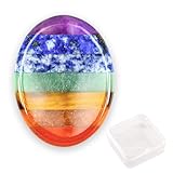 Onperpoe 7 Chakren Heilsteine Kristalle Handschmeichler Sorgenstein für die Heilung von Ängsten Daumen Edelsteine Heilsteine Natürlich Poliert Oval Palm Pocket Stein Angst Stress Relief Meditation