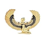 Brosche Schmuck Anstecknadel Isis Göttin Ägypten aus vergoldetem Stahl., 9 x 6 cm, Edelstahl