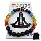 TERRARIDE Armband Damen, Doppelt Chakra Armband Echte Steine Herren, 18 cm Heilsteine Edelstein, Hochwertiges Edelsteinarmband mit Echten Natursteinen Elastisch, Schutzstein Talisman Glücksbringer
