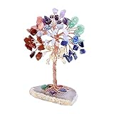 GEFIRE Baum des Lebens Kristall, 9-10 cm Heilende Kristalle Geldbaum, Naturkristall-Steine Für Chakra Reiki Geschenk Home Office Tischdekoration Geschenk Ornament Skulptur (Sieben Farben)