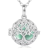 EUDORA Harmony Ball Lebensbaum Klangkugel Kette Schwangerschaft Schutzengel Anhänger für Damen, Mexiko Bola Musik Halskette Engelsrufer Kette mit Anhänger Schmuck Geschenke für Frauen, 114cm + 76cm