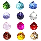Mehrfarbig Feng Shui Facettiertes 12 Stück Kristallkugelprisma 30 MM Sonnenfänger Kristall, Kristallglaskugel Prisma Kristall für Fotografie, Gartenfensterdekoration