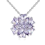 YFN Blume Geburtsstein Kette 925 Sterling Silber Hellviolett Alexandrit Zirkonia Anhänger Halskette Blume Schmuck Juni Geburtstag Geschenke für Damen Ehefrau Mutter Tochter