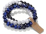 SAIBANGZI Handmade Echte Natursteinperlen Heilsteine Armband Unisex Chakren Perlenarmband, 8MM Runde Edelsteine Yoga Armbänder, Elastische Perlen Anti Stress Armband