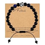 Mikovivi Fußball Armband, Verstellbar Hochwertiges Fußball Armband aus Blauem Tigerauge-Stein mit Guten Bedeutungen Fußballarmband zum Schulabschluss Geburtstagsgeschenk Geeignet für Teenager