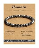 Landorilo 6mm Naturstein Perlen Heilstein Armband, für Damen und Herren Geeignet, Elastisches Perlenarmband für Yoga Chakren, Geschenk zum Geburtstag, Jahrestag Oder zu Weihnachten(Hämatit)