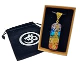 Orgonit 7 Chakra Edelstein Amulett mit 7 Chakra Symbolen in Schmuckbox | Energie Schutz Glück Harmonie