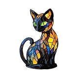 Generisch Buntglas Tierlampe - Katze Buntglaslampe | Animal Night Light, Katzenlampen Nachtlichter Für Kinder | Harz Wohnkultur Gruselige Halloween -Dekorationen Für Bürowohnungen Wohnzimmer