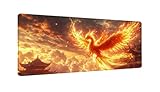 Feuer-Phönix Mauspad XXL 500x250x3 MM Groß Gaming Mauspad Design Vernähte Kanten, Wetterfest Anti Rutsch Mousepad PC Laptop verbessert Präzision und Geschwindigkeit für Home Office, Geschenke W-731