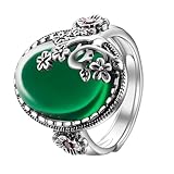 LEGENTLISUR Ringe Frauen Ringe Silber 925 Verstellbarer Ring Ovaler mit AAA-Zirkonia Zirkonia Damenschmuck Geburtstag Jubiläumsgeschenk(Grün)