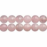 SKYBEADS Perlen Rosenquarz Facettiert 6mm Edelstein Perlen zum Auffädeln 38cm Strang Approx 60 Stück