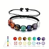 PLABBDPL 7 Chakren Armband Naturstein, Armband Kristall, Chakra Armbander fur Frauen, Glück Edelstein Armband, 7 Chakra Armband, Chakra Armband Echte Steine, Edelsteine Heilsteine