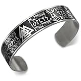 VASSAGO ASSAGO Wikinger armband für Männer Frauen Nordische Runen Mjolnir Vegvisir Kompass Triskele Valknut Helm von Amulett-Manschetten schmuck mit keltischem Knoten (Viking Armband-S)