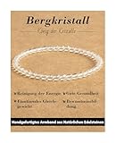 Landorilo Naturstein Perlen Heilstein Armband aus 4mm Runde Steinperlen, Yoga Armbänder für Damen Herren, Glücksarmband, Exquisite Geschenke, Ersatzperlen Inklusive(R Bergkristall)