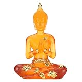 Tomotato Buddha Statue Sitzend 18cm Dekofigur Harz Transparent Buddha Statue Betende Buddha Figur Klein Zen Buddhafigur für Feng Shui Heimdekoration