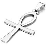 JewelryWe Ankh Kreuz Halskette Silber: Edelstahl Klassische Ägyptisches Zeichen Anch o. Ankh Kreuz Anhänger mit 54cm Kette Religiöse Ägyptischer Amulett Schmuck Geschenk für Herren Damen