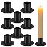 8 Stück Schwarz Kerzenständer, Vintage Matt Kerzenhalter, Kegelkerzenhalter, Teelichthalter Metall, Kerzenhalter für Hochzeit Weihnachten Party Esstisch Mantel Deko