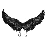Feenflügel Outfit Engel Zubehör Federflügel Gefallener Engel Kostüm Herren Damen Halloween Kostüm Zubehör (Schwarz, Einheitsgröße)