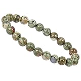 ELEDORO Damen-Armband Stretch aus Edelstein Perlen 8 mm 17-18 cm mit Rhyolith