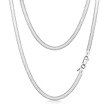 Amberta Damen Flache Schlangen Halskette aus 925 Sterling Silber: 3 mm 50 cm