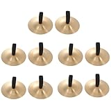 Vaguelly 5 Paar Finger Becken Messing Fingerzimbeln mit Elastischen Band Bauchtanz Cymbal Kupfer Finger Rhythm Maker Orff Musik Instrument für Tänzer Ball Party, Kinder, Erwachsene