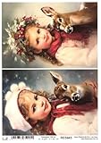 Josys Bastelmärchen Reispapier A4 Strohseide Weihnachten Vintage Engel Engelchen Kind Rehkitz RE5945