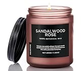 ​M&SENSE Sandelholz Rose Duftkerze (200g, 50h) – 2-Docht Intensive Holznote – Natürliche Sojawachs-Kerze – Langanhaltend für Zuhause – Geschenk für Männer & Frauen​