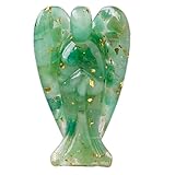 Erliway 7,8cm große Grüne Aventurin Kristall Schutzengel Figuren, natürliche Heilung Kristall Chips Harz Engel Statue für Frieden Meditation Ostern Home Decor
