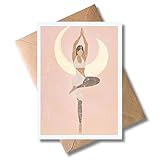 WBdesignz Yoga Karte mit Umschlag - Baum-Motiv und Halbmond – Achtsamkeit & Spiritualität – Grußkarte für Yogafreunde, Selfcare, Meditation oder als Geschenk für Yogalehrerin (DIN A6)