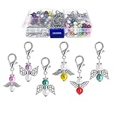 Werownsgso 50 Sets Schutzengel Anhänger Selber Machen, Bunt Schutzengel Schlüsselanhänger mit Zange Engel Anhänger Schutzengel Taufe für DIY Halskette Hochzeit Geschenk