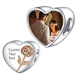 LaMenars Personalized Photo Charms Geburt Blume November Chrysantheme Perlen Sterling Silber Anpassen Bild Liebe Herz für Frauen Armbänder und Halsketten Geschenke für Mädchen