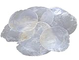 RiloStore 100 STK Perlmutt Scheiben Capizscheiben 5-7cm Perlmuttscheiben Natur Weiss TISCHKARTEN Namenskarten Muschelscheiben Capiz runde Perlmuttplatten Maritime Deko Muscheln