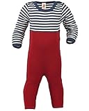 Engel Natur, Baby Overall / Anzug mit Umschlag an den Beinen, 100% kbT Wolle (62/68, Rot melange/Natur)
