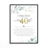 Geschenk zum 40. Hochzeitstag Geschenk zur Rubin Hochzeit | Personalisierte Urkunde| Rubin Hochzeit Karte Personalisiert mit Namen | 40. Jahrestag Geschenkidee Deko DIN A4