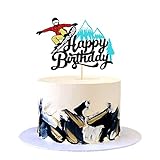 1 Pcs Skifahren Happy Birthday Kuchen Topper Sport Theme Skifahren Kuchen Dekor für Kinder Jungen Mädchen Mann Frauen Geburtstag Party Supplies