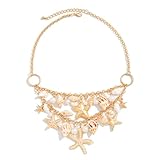 Cosswe Seestern Muschel Perlen Halskette Sea Star Shell Perlen Kette Muschelkette Boho Seestern Shell Muschel Halskette Bohemian Seashell Strandschmuck für Karneval Strandparty Mottoparty