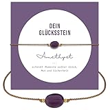 happymaker - Amethyst Armband Damen, Edelstein Armband lila mit 18k vergoldete Perlen, Geschenkverpackung als Glücksarmband Frauen, Geburtsstein Februar Wassermann, handgemacht in Deutschland