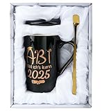 Abi Geschenke Kaffee Tasse Abitur Geschafft 2025, 400ml Weil ich's kann Kaffeetasse, Abschluss Geschenk Tasse, Abi 2025 Geschenke für Bestandene Prüfung Schulabschluss, Schwarz