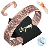 Cigmag Kupfer Armband Männer Herren, mit 9 starken 5000-Gauss-Magneten, verstellbar aus 99% Reinkupfer (Keltischer Sonne Mond Lebensbaum)