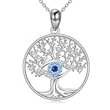 VENACOLY Baum des Lebens böser Blick Halskette 925 Sterling Silber das allsehende Auge Anhänger Baum des Lebens Halsketten Amulett Schutz Schmuck Geschenke für Frauen Mütter Damen