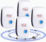 Ultraschall Schädlingsbekämpfer, 4 Stück Elektronische Insektenschutzmittel & Moskitoschutz Innenräumen, Pest Control Repeller für Moskito, Kakerlake, Mäuse, Spinnen, Fliegen