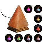 Heimtex Himalaya USB Farbwechsel-Salzkristall Lampe - Pyramide Salzlampe aus dem Salz Sortiment - salzsteinlampe mit Sockel & Leuchtmittel aus reinem Salzstein