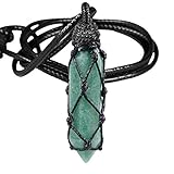 KYEYGWO Grüner Aventurin Heilstein Punkt Anhänger Halskette für Damen und Herren, Kristall Sechseckiger Anhängers Heilung Reiki Pendel Kette, Chakra Steinpendel Hexagon Schmuck